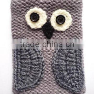 Knitted Cell Phone Case - Owl Grey