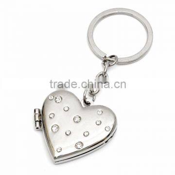 diamond crystal glitter powder hard enameling heart love shaped valentine's day keyring