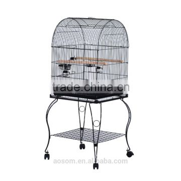 Bird Cage Pet Parrot Macaw Cockatiel Finch Stand Perch Pet Supplies Play Top- Black