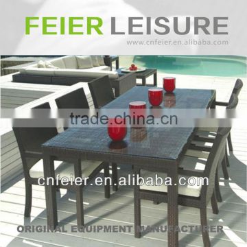 FEIER A6009CH Rattan Wrought Iron Dining Table Set