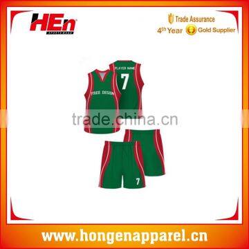 Hongen apparel practice uniforms for sublimation fully printed basketball jersey