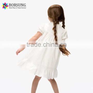 Old European Children's Boutique Clothing Puffy Sleeve Plain White Cotton Summer Girls Casual Dresses