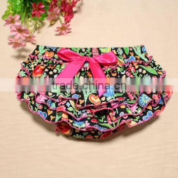 Wholesale foral printed underwear knit baby ruffle diaper cover children's bloomer