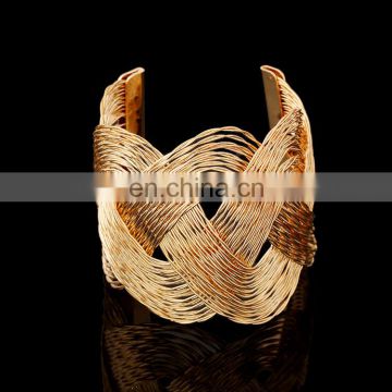 Charm Punk Hollow Arm Cuff Long Gold Silver Wide Bangles for Women Wave Bangle Bracelet