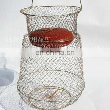 Floating Fish Basket Fishing Creel Wire Mesh Net