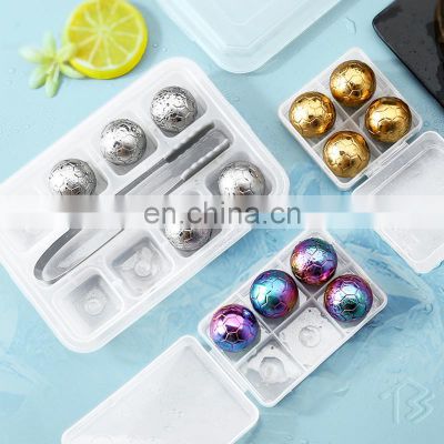 Ball Cute Chilling Round Wine Mold Custom Whiskey Artificial Stainless Steel Ice Cubes
