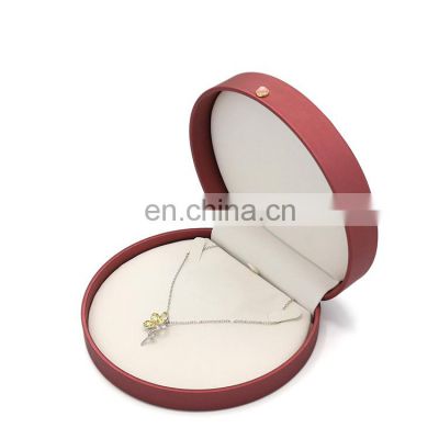 Factory direct supply arch shape red pu leather jewelry box necklace box