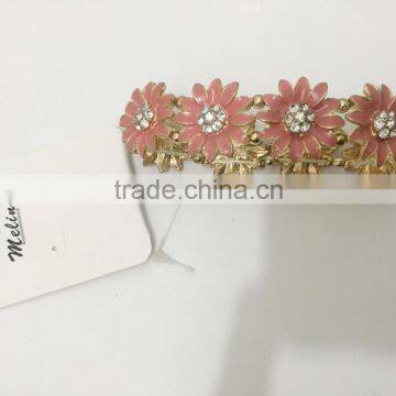 FASHION ENEMAL FLORAL RHINESTONE ELASTIC BRACELET