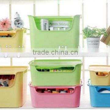 Candy Color Plastic Storage Box With Lid Stackable Cloth Storage Box Suit For Household