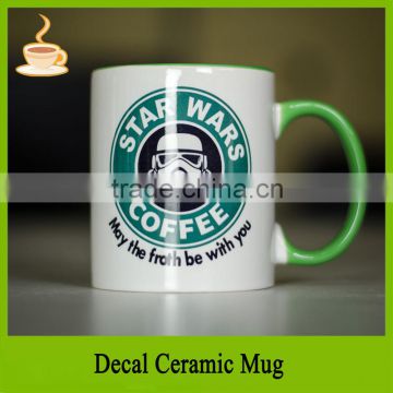 11oz coffee tea ceramic mug with rim and handle glazed, T/T                        
                                                Quality Choice