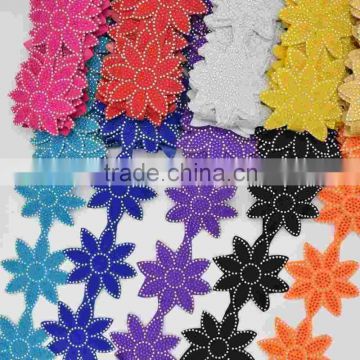 5yards 10colors flower rhinestone Motif Lace Wedding Dance costume Sew On hotfi Applique wide 3.5''