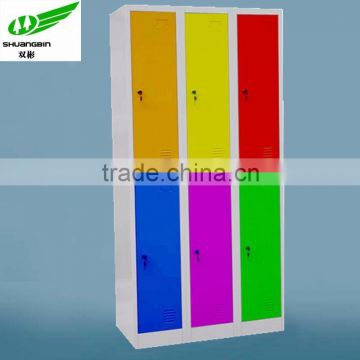 Assembled colorful student 6 compartment steel locker