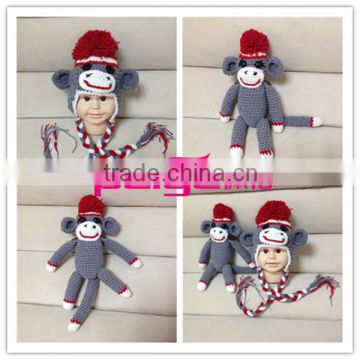 New Fashion Crochet baby hat and toy Prop, Knitted Newborn Baby Crochet Animal Outfit Set