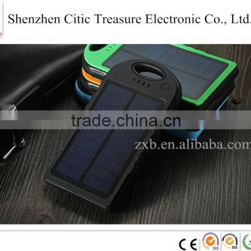 Outdoor Portable Travel Waterproof 8000mAh Mobile Solar Power Bank with LED Lights solar charger