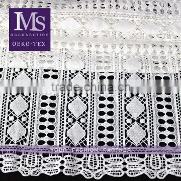 New design rayon Polyester fabric wholesale, white Polyester with hollow design fabric
