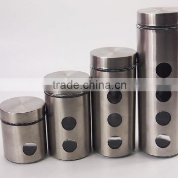 4pcs set glass jar with stainless steel coating and metal lid