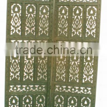 Wood through carving folding 4 panel Room divider