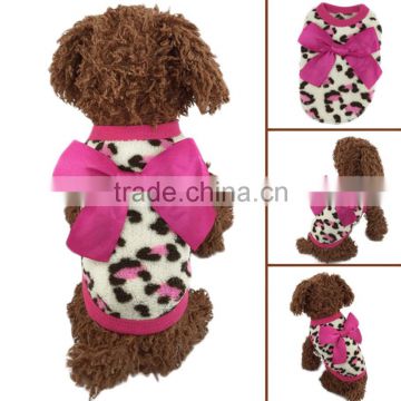 Pink color Pet Dog Puppy Cat Winter Leopard Clothes Cute T-Shirt Soft Warm Coat hot selling