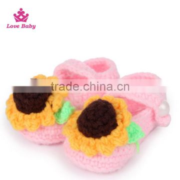 custom crochet baby shoes handmade knited baby shoes with flower LBS20151223-51