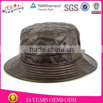 Plaid leather customized mens designer black leather bucket hat