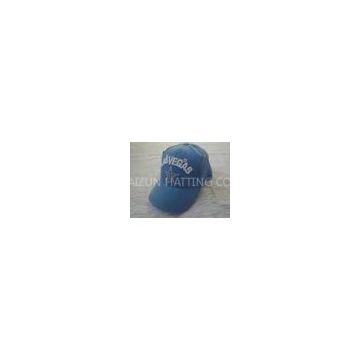 6 Panel Blue Fashion Mens Baseball Caps, Promotional Cotton Youth Baseball Caps With 3d Embroidery L