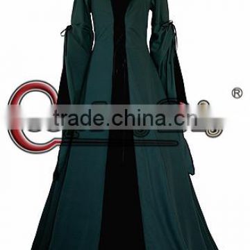 Black Dark Green Medieval Renaissance Victorian Ball Gown Dress Costume Halloween Cosplay Costume