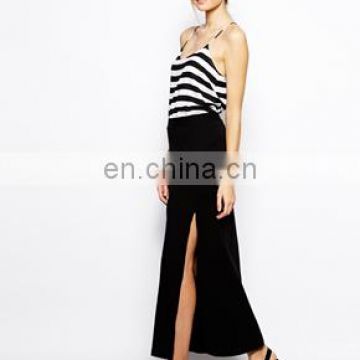 very cheaper, high quality and latest design long skirt, summer maxi skirt with side split for lady
