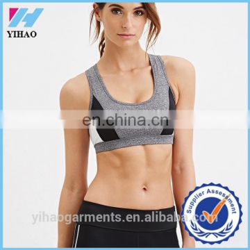 Yihao OEM Polyester spandex dry fit wholesale gym wear fitness sports bra Custom Women Crossfit and Fitness Racer Sports Bra