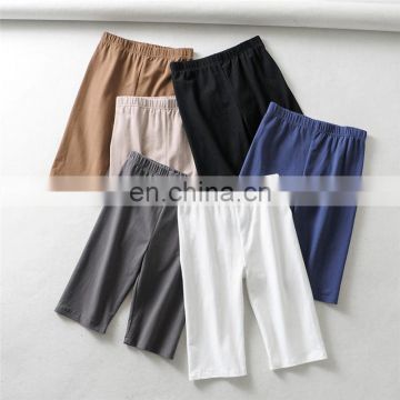 Wholesale Custom LOGO Leisure Sports Yoga Pants Solid Color Slim Fit Straight Short Trouser Women Tight Biker Shorts
