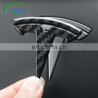 Carbon Fiber Pattern for Tesla Model 3 Y X S Auto Logos Steering Wheel Patch Decoration Modified Accessories Head Tail Box