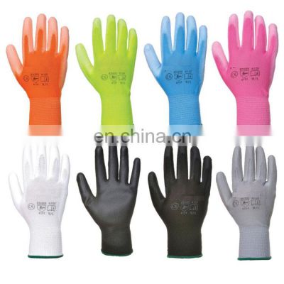 Women Bright Colored Polyurethane PU Coated Antiskid Light Multi Work Garden Glove