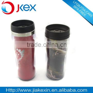 double wall layer plastic tumbler with lid