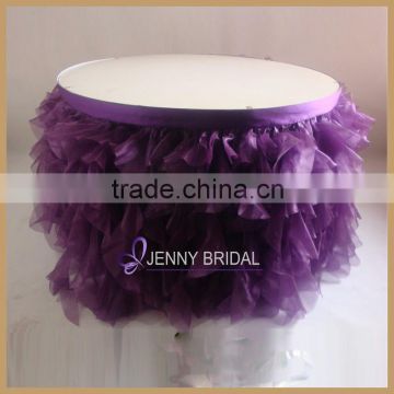 TC012K well-made luxurious organza ruffle table skirting for wedding