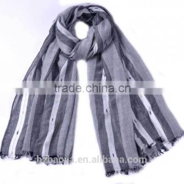 Fashion style yarn dyed black dot roving polyester scarf