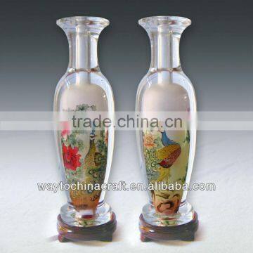 Glass Vase Decoration with inside painted pattern