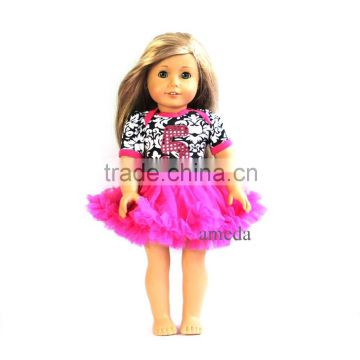 18" American Girl Doll Black Damask Bling Number 5 Hot Pink Tutu Party Dress Clothes Outfit