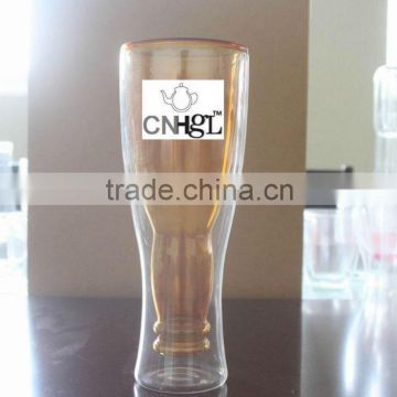 High sales high borosilicate double wall glass beer mug FDA