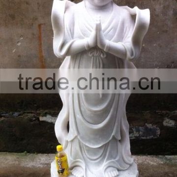 Guanyin Female Buddha Statue White Marble Stone Statue Hand Carving Sculpture For Pagoda, Cave, Temple No 73