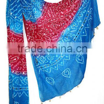 New Indian Best Selling Bandhani Bandhej Dupatta / Cotton Tie Dye Stole / Women Scarf