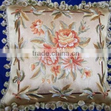 high grade embroidery 100% polyester imitate aubusson hotel cushion