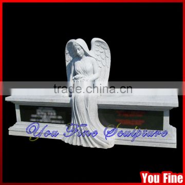 Hand Carved Western Style Modern Angel Granite Monument For Double Love