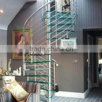 Bespoke glass tread stainless steel fence spiral staircase                        
                                                Quality Choice