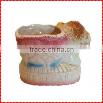 Vintage Custom Baby Shoe Designed Indoor Ceramic Planter