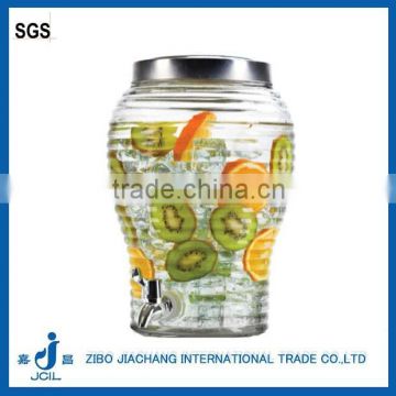 5 L clear glass infusion jar/glass jar with tap and glass lid PJ34