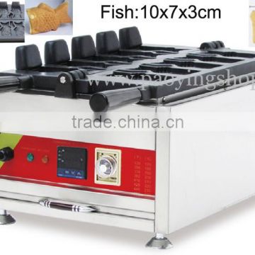 5pcs Fish Waffle Commercial Use Non-stick 110v 220v Electric Icecream Taiyaki Machine Iron with Digital Display