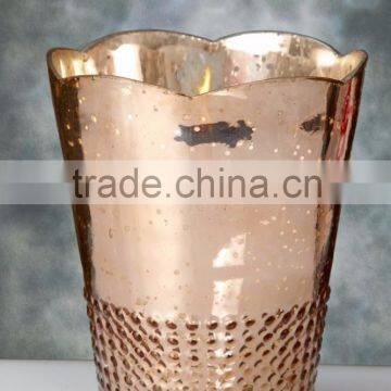 Mercury Glass Votive Holder Rose Gold 7.5in