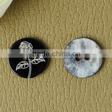 painting balck lasering 2 holes natural Japanese akoya shell buttons