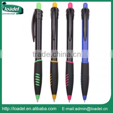 Plastic customized logo double color grip promotional pen