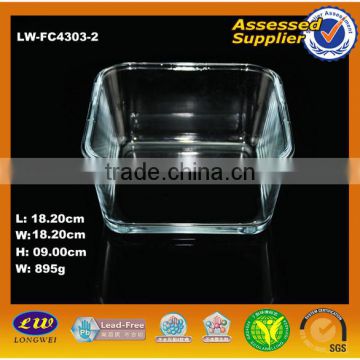 Square shape heat resistant glass bowl for microwave oven