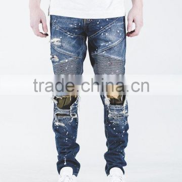 Spandex/Cotton Material and Washed Technics High Quality men's biker jeans